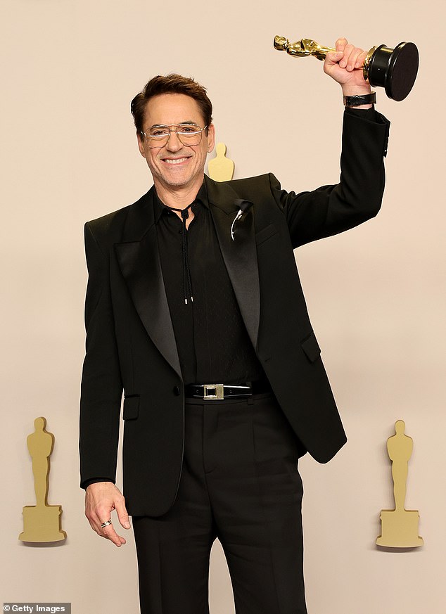The Sherlock Holmes star picked up his first Academy Award with a Best Supporting Actor gong for his portrayal of Lewis Strauss in Oppenheimer