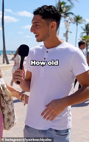 The septuagenarian was stopped on a boardwalk in Florida by content creator Yair Brachiyahu, who asked her a series of questions about her background and approach to life
