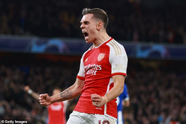 Leandro Trossard became the third Arsenal player to score in his first three Champions League home games.