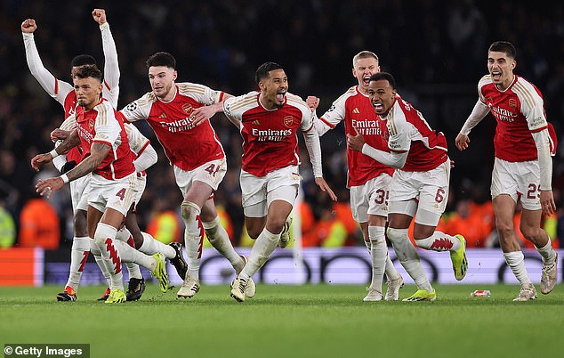 Arsenal advanced to their first Champions League quarter-final in 14 years after a thrilling victory.