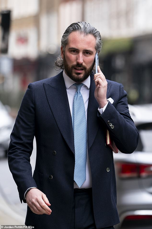 Ricky Lawrence, 32, pictured outside Nightingale crown court at the Grand Connaught Rooms, Holborn, where he is charged with assaulting Instagram star Chloe Othen