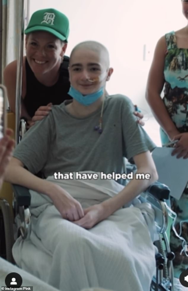In another heartwarming moment, a mother of a boy with cancer became visibly emotional as she told the pop star that her music 'helped her get through everything he's going through'