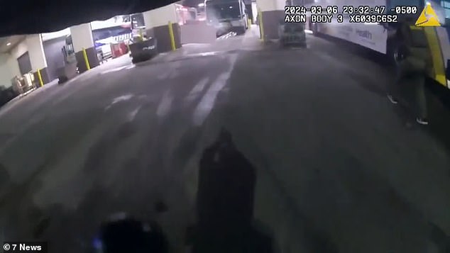 The bodycam footage shows one of the deputies rushing into the facility and running toward a bus