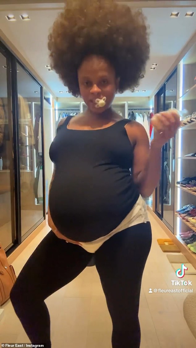 The X Factor star mimed along to the viral Baby Mama Dance song as she posed with a dummy in her mouth and shook a baby bottle