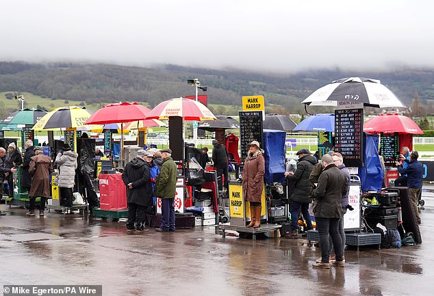 More than 11mm of rain fell in Cheltenham on the first day, leaving parts of the pitch flooded