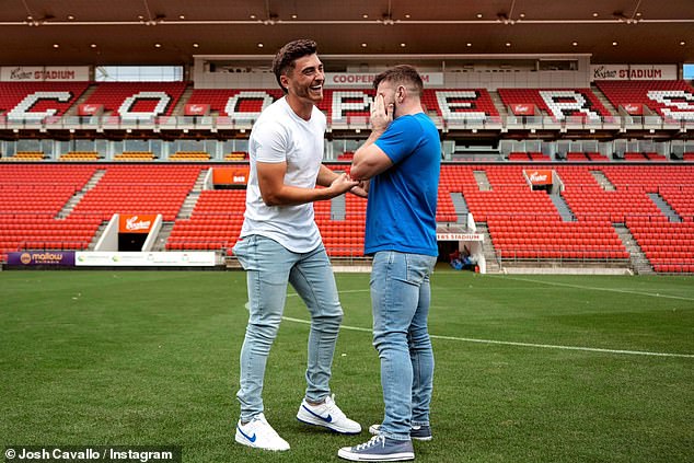 The footballer popped the question at Adelaide United's home ground, Copper Stadium