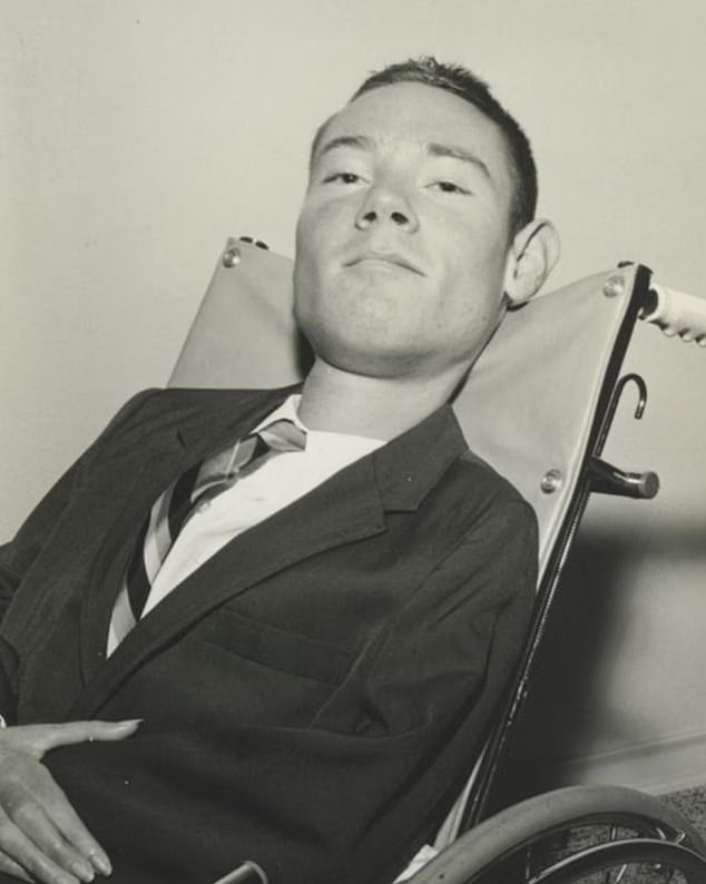 Paul Alexander pictured in a wheelchair in his youth. Alexander contracted polio at the age of six