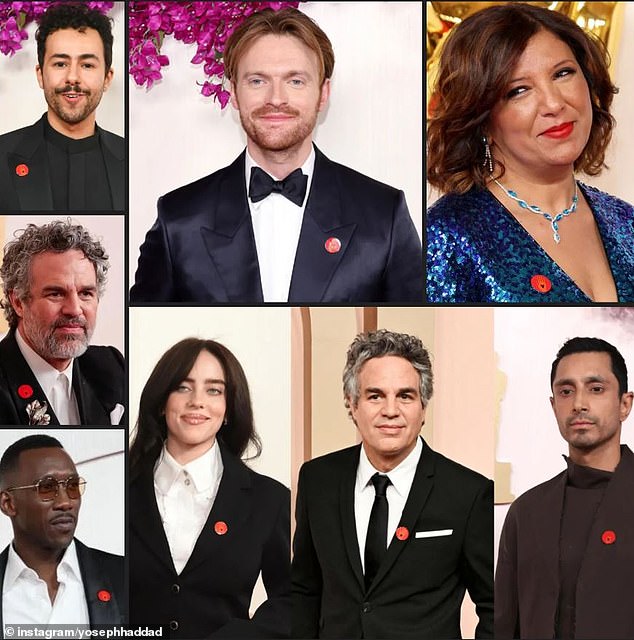 Israeli public figures have slammed A-list celebrities at the Oscars for wearing red hand pins symbolizing support for a Gaza ceasefire by 'Artists4Ceasefire'