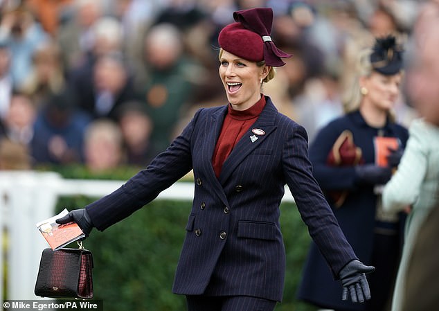 Equestrian Zara, known for her love of all things racing, looked lively as she strolled through the racecourse