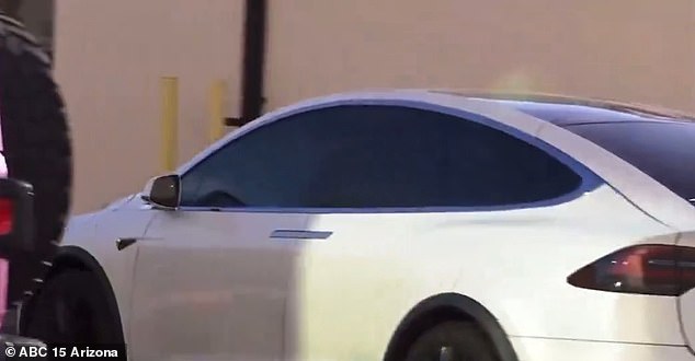 The parents had received valet parking from the Maricopa County Sheriff's Office - who drove the couple's Tesla directly to the back exit so the couple could easily pick it up.
