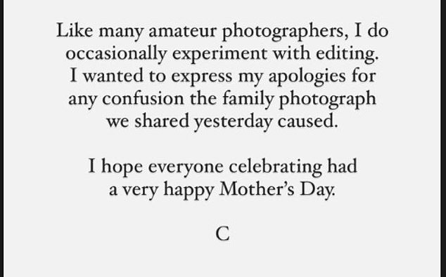 After news agencies said the Mother's Day photo was manipulated beyond their standards, the Princess of Wales issued an apology
