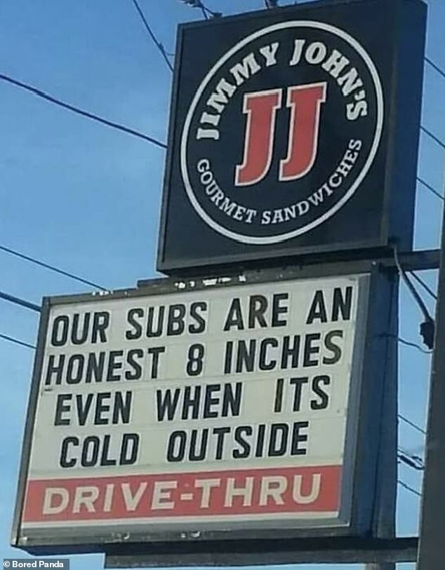 Intelligent!  In a hilarious attempt at self-promotion, American sandwich shop Jimmy John's adopted a cheeky play on words.