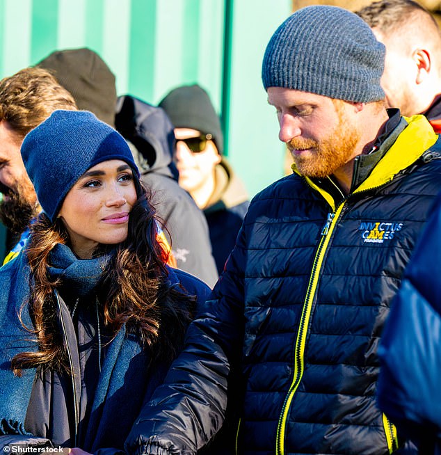 The Duke and Duchess of Sussex have fallen in popularity - with Harry on 11 per cent and Meghan on seven per cent. Pictured in Whistler, Canada