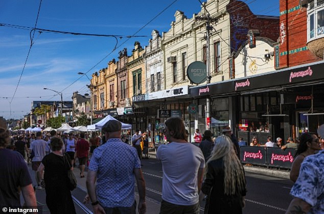 The High Street in Northcote is known for its eclectic mix of cafes, bars, shops and live music venues. Pictured are crowds during the recent Northcote Rise Festival
