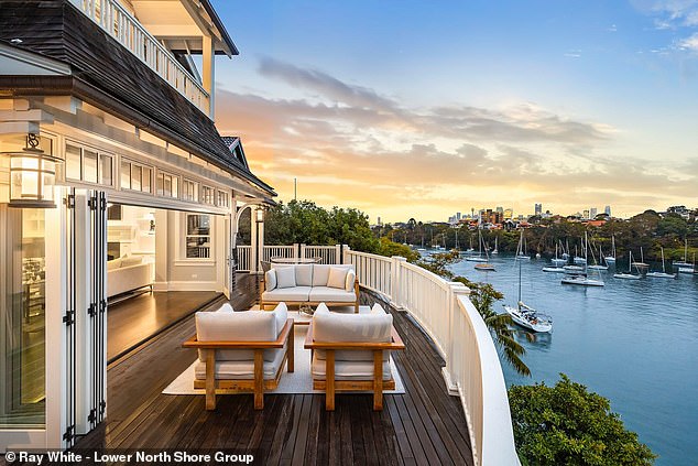 The Arts and Crafts style home also overlooks Sydney Harbour