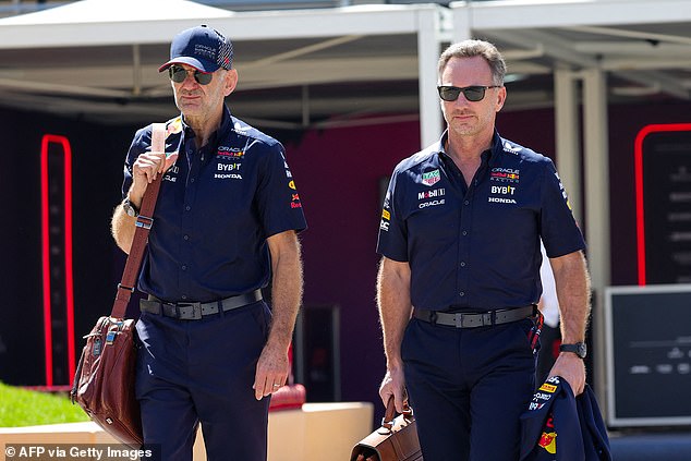 Horner (right) is reportedly looking to force Adrian Newey (left) to leave Red Bull's F1 team.