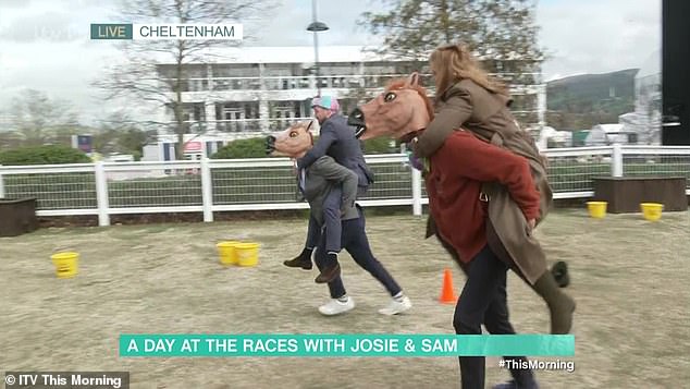 And when the two campmates reunited for the This Morning segment, it wasn't long before they were getting stuck in their very own horse race