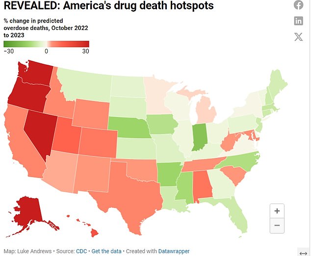 1710429136 326 Americas 2023 drug death hotspots revealed CDC map shows states