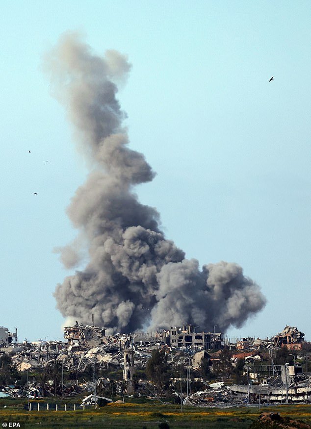 Waves of smoke form the northern part of the Gaza Strip as a result of an Israeli airstrike