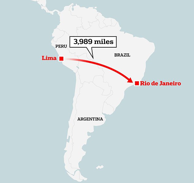Trans Acreana travels a 3,989-mile (6,420 km) route from Lima, Peru, to Rio de Janeiro in Brazil.