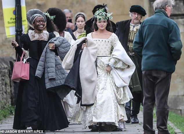 Mark and the rest of the cast were pictured preparing for what appeared to be a wedding scene