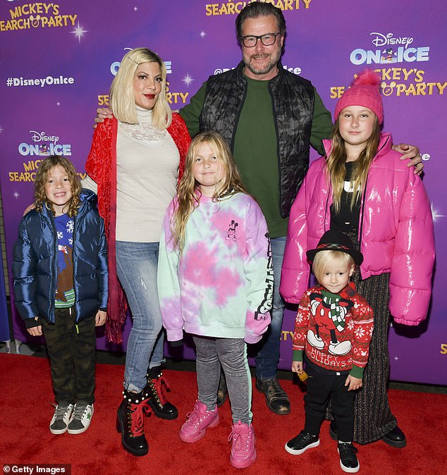 Tori Spelling pictured with ex-husband Dean McDermott and their four children at Disney On Ice in December 2019