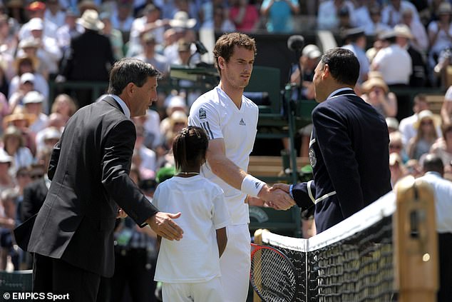Pinki Sonkar (pictured) with Andy Murray at the start of the 2013 Wimbledon final