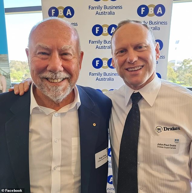 He has fallen short on the list in recent years, but hard work has earned Mr.  Drake back in the ranks of Australia's wealthy elite (pictured with his son John-Paul Drake)