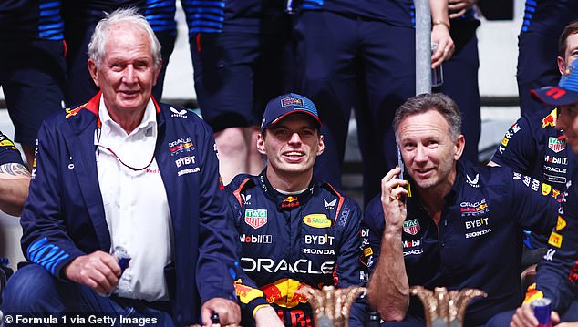 Reports have also emerged that Helmut Marko (left) could be suspended after allegations he leaked information about the current situation around Horner, which he has denied.