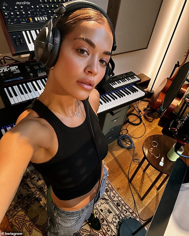 During her time away, Rita has also made time to visit the recording studio and earlier this week shared snaps in the studio