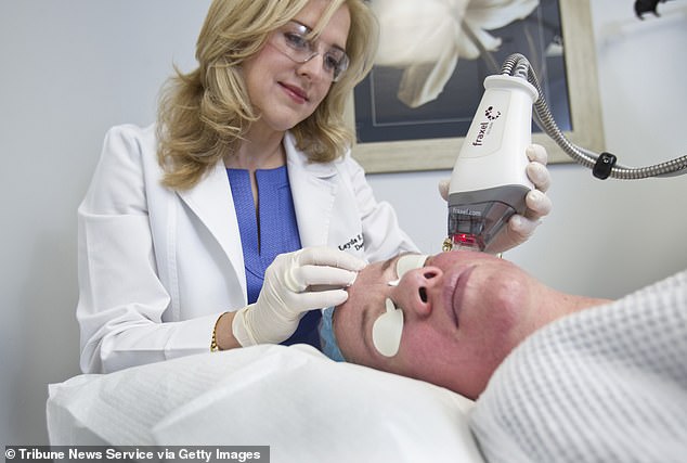 Dr. Castilla explained that there are procedures that can help increase collagen production, including resurfacing lasers like Fraxel, shown above (stock photo)