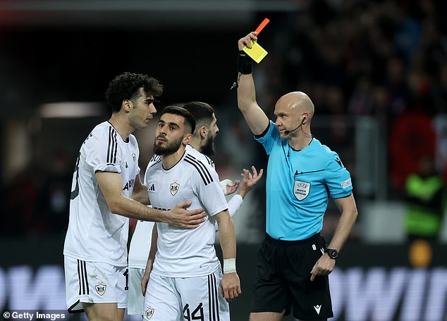 However, the left-back hadn't realized his booking was upgraded to a red card