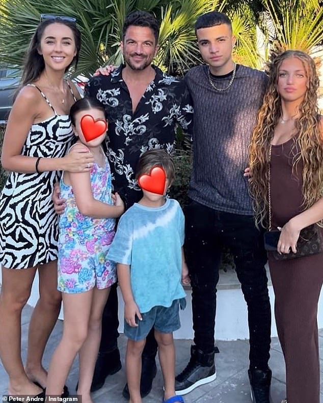Peter and Emily already have Amelia, 10, and Theo, seven, together, and Peter has Junior, 18, and Princess, 16 (all pictured in 2023) with first wife Katie Price
