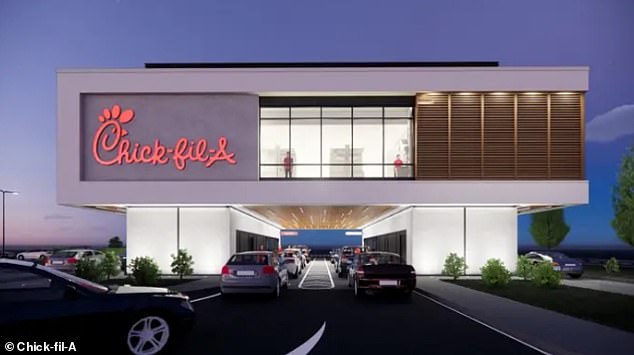 The innovative drive-thru concept can accommodate up to 75 cars, according to Chick-fil-A