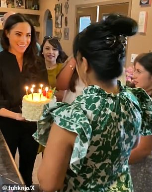 Prince Harry and Meghan timed their visit to coincide with John's mother's birthday, and the couple even gave her a birthday cake