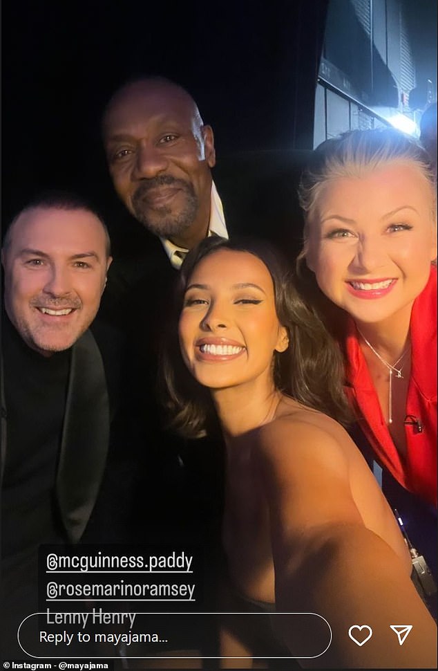 Maya also embraced her story, sharing a cute selfie with Rose Ramsey, Paddy McGuinness and outgoing host Lenny Henry