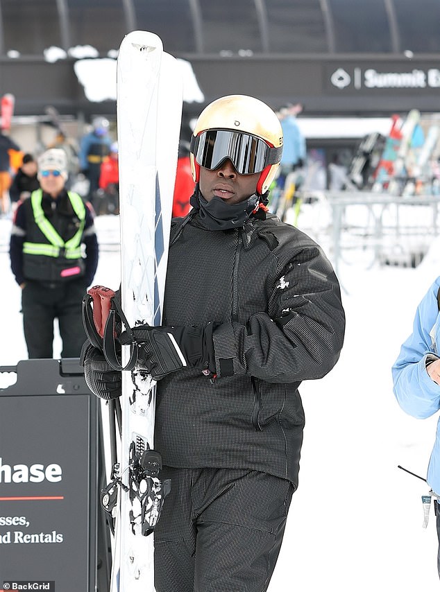 Corey Gamble pictured here at Buttermilk Mountain in Aspen in January, skiing with Kris Jenner and her daughters Kim, Kendall and Khloe Kardashian