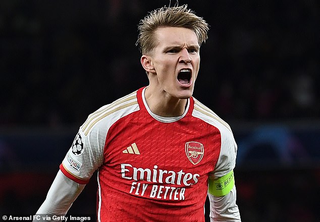 Arsenal captain Martin Odegaard will lead his team into the round of 16 tie against Bayern Munich.