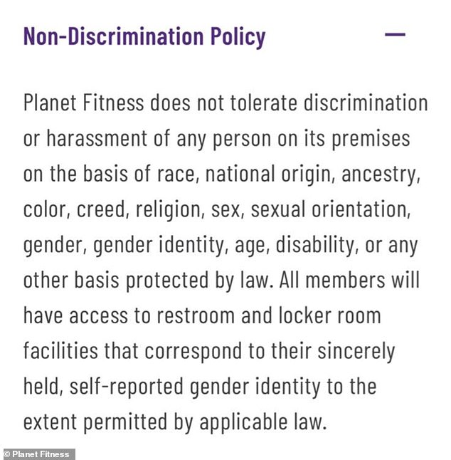 Planet Fitness operates a non-discrimination policy that prohibits discrimination based on sexual orientation