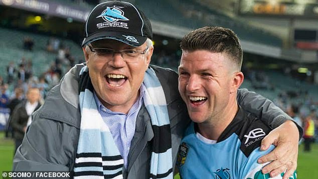 Morrison has been a regular face at Sharks games, pictured with premiership-winning former halfback Chad Townsend