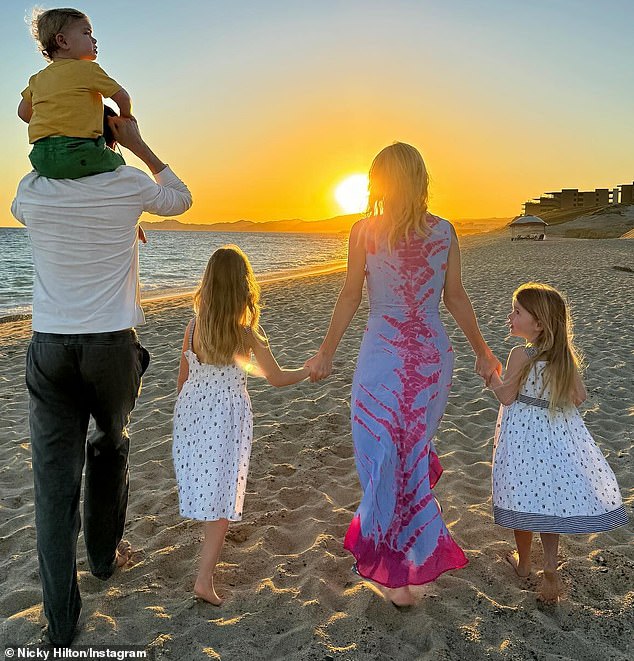The 40-year-old socialite and her husband James Rothschild share two daughters, Lily-Grace, seven, and Teddy Marilyn, six, as well as their baby boy