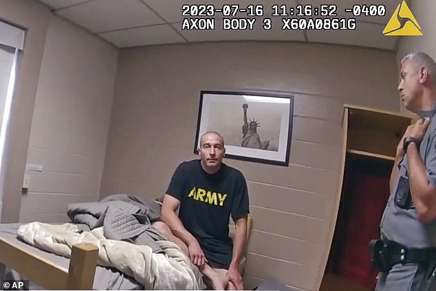 In police body camera footage captured on July 16, Card is ordered to go to an Army facility to be hospitalized after other soldiers became concerned about him