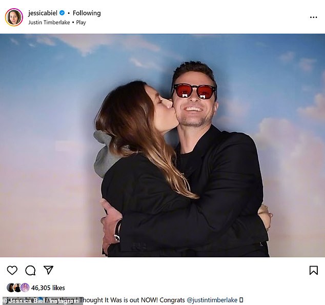 The actress followed up with a big kiss on the cheek as the pair hammed it up for the camera during his promotional event