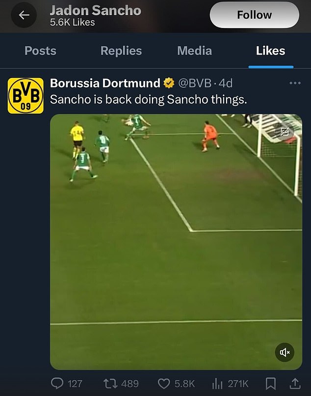 1710582499 825 Jadon Sancho likes social media post appearing to criticise his