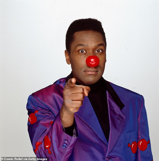Earlier in the show, Sir Lenny again broke down in tears as he looked back on his 39 years of hosting the annual fundraiser (Sir Lenny pictured hosting Comic relief in 1991)