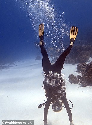 Abbi scuba diving in Fakarava, an atoll in the Tuamotu Islands of French Polynesia