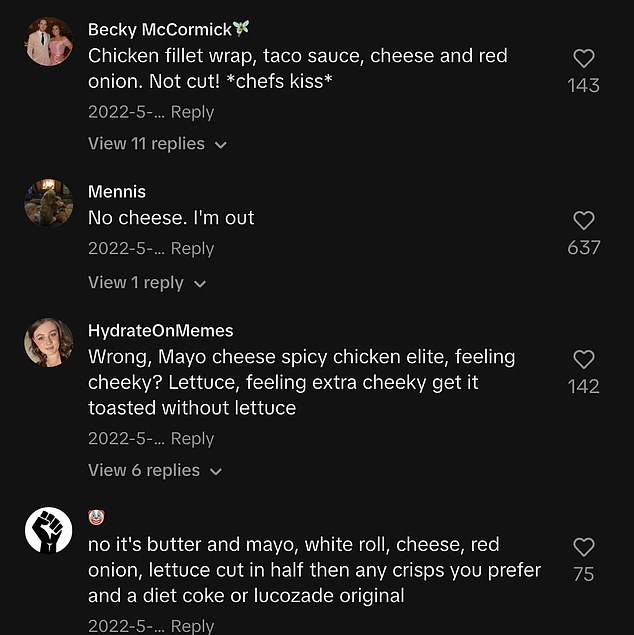 A heated debate was sparked in the comments about the best way to make the sandwich