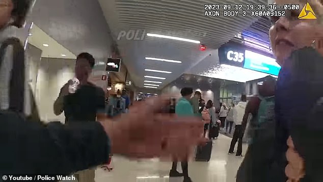 The woman insulted police salaries and penis sizes as they frogmarched her through the airport
