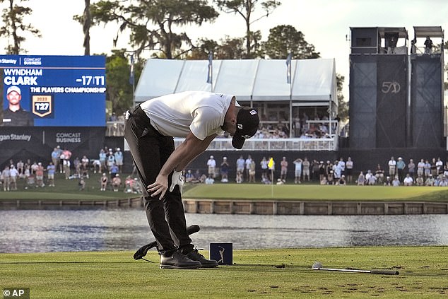 Overnight leader Wyndham Clark made a costly mistake on the 17th hole, finding the water off the tee.