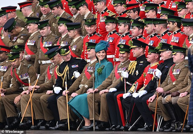 Despite her no-show, Kate, who was made an honorary colonel of the Irish Guards last year, will reportedly be honored by soldiers at Mons Barracks